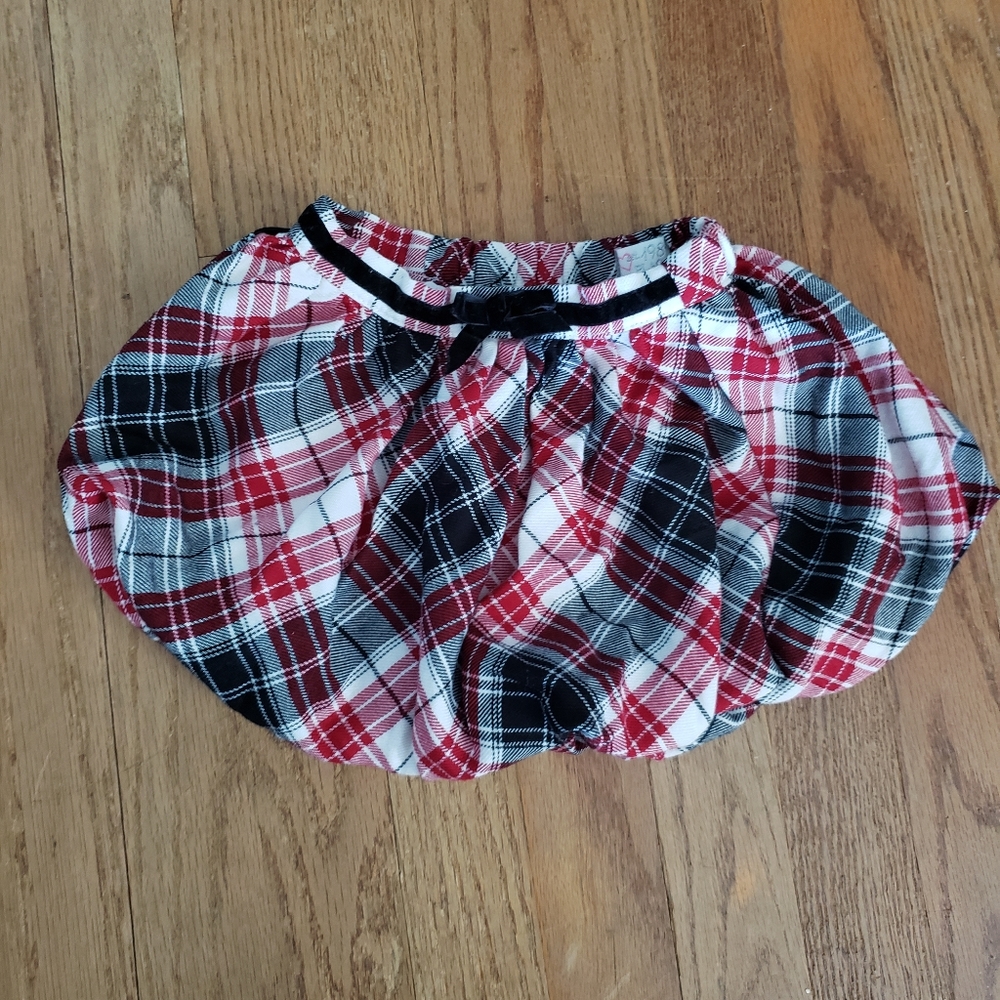 Red, Black & White Plaid Skirt